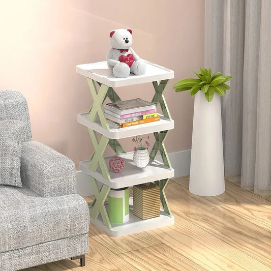 Multi-Layer Foldable Storage Shelf – Modern X-Frame Organizer