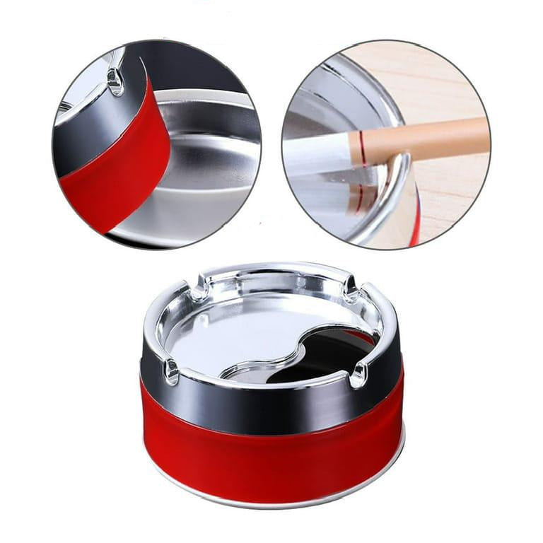 Compact Stainless Steel Ashtray – Small Size (Red & Silver)