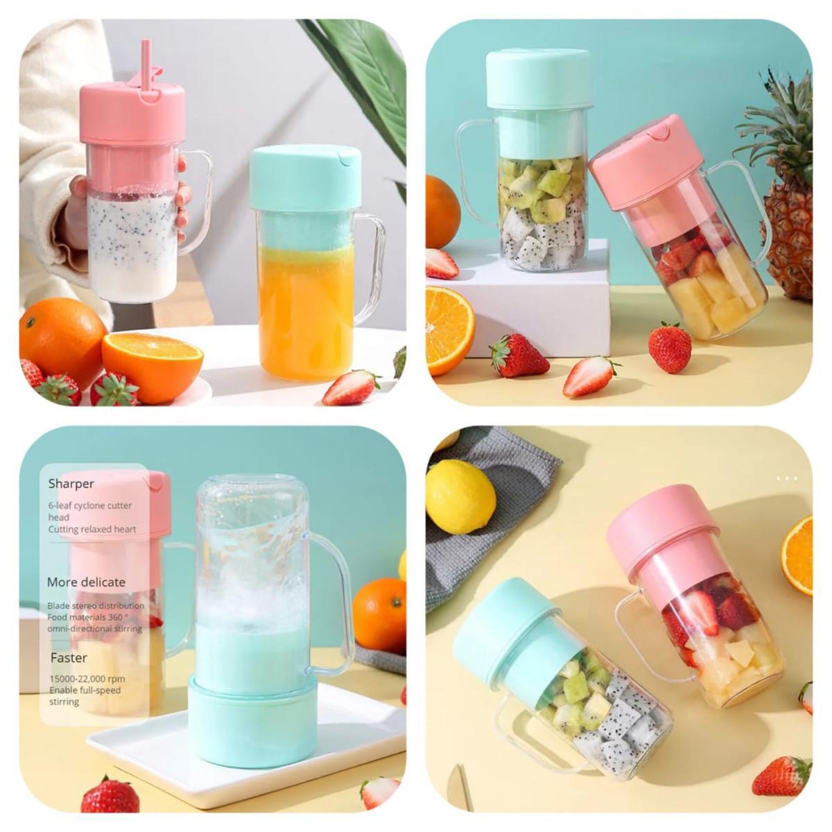 Portable Juicer Cup with Handle – Rechargeable Smoothie Maker